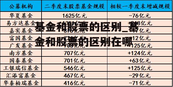 基金和股票的区别_基金和股票的区别在哪