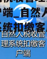 自然人税收管理系统扣缴客户端_自然人税收管理系统扣缴客户端app