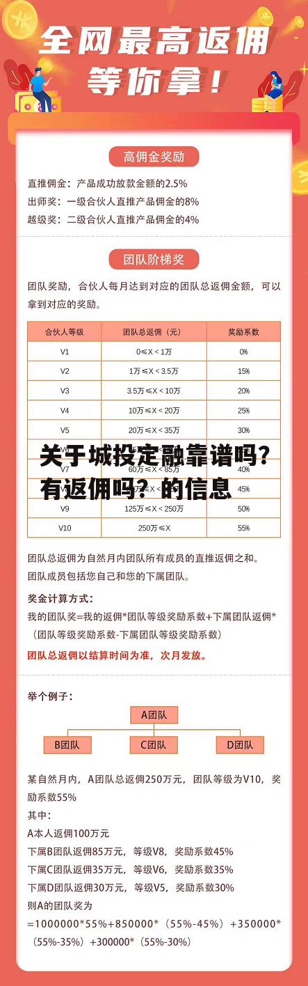 关于城投定融靠谱吗？有返佣吗？的信息