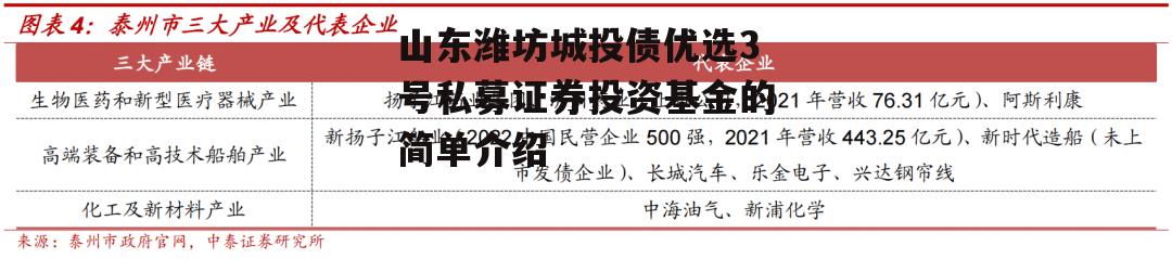 山东潍坊城投债优选3号私募证券投资基金的简单介绍