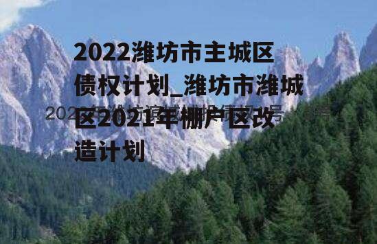 2022潍坊市主城区债权计划_潍坊市潍城区2021年棚户区改造计划