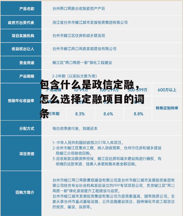 包含什么是政信定融，怎么选择定融项目的词条