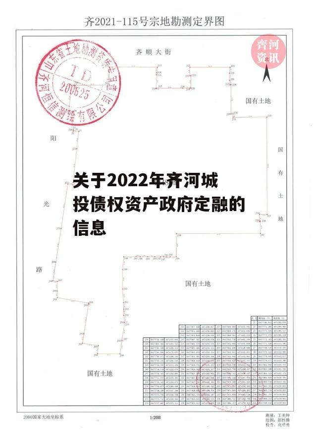 关于2022年齐河城投债权资产政府定融的信息