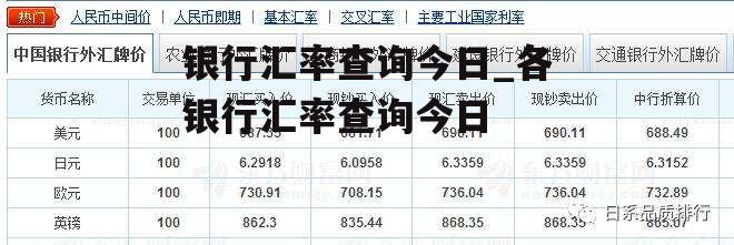 银行汇率查询今日_各银行汇率查询今日