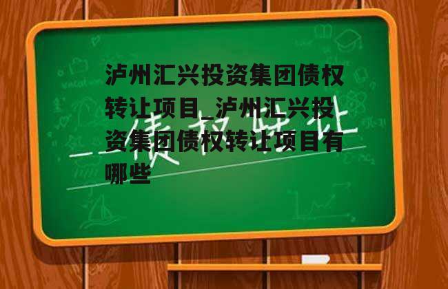 泸州汇兴投资集团债权转让项目_泸州汇兴投资集团债权转让项目有哪些