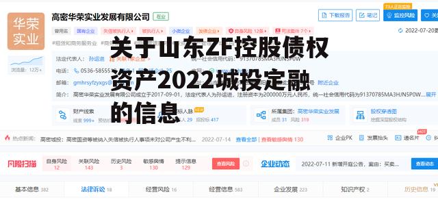 关于山东ZF控股债权资产2022城投定融的信息