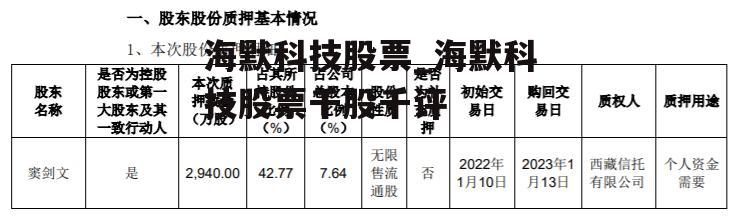 海默科技股票_海默科技股票千股千评