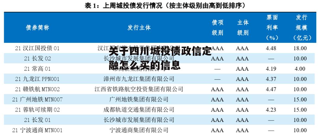 关于四川城投债政信定融怎么买的信息