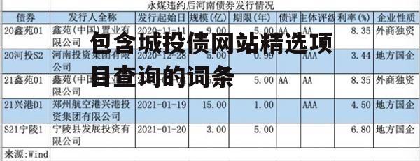 包含城投债网站精选项目查询的词条