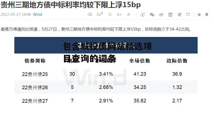 包含城投债网站精选项目查询的词条