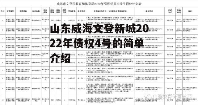 山东威海文登新城2022年债权4号的简单介绍