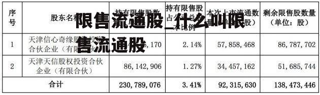 限售流通股_什么叫限售流通股