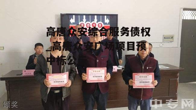 高唐众安综合服务债权_高唐众安广场项目预中标公示