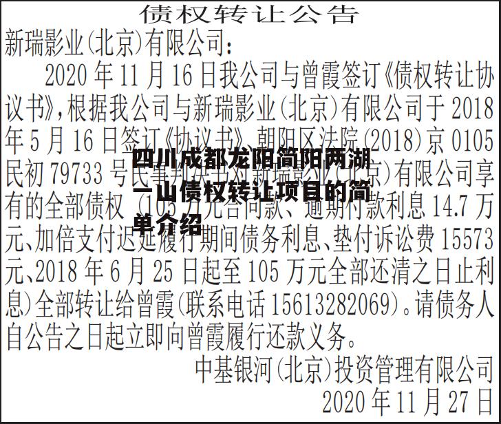 四川成都龙阳简阳两湖一山债权转让项目的简单介绍