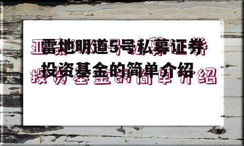 雷地明道5号私募证券投资基金的简单介绍