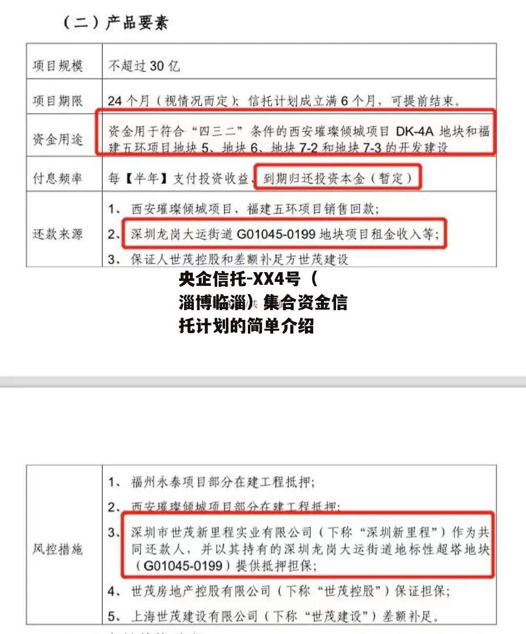 央企信托-XX4号（淄博临淄）集合资金信托计划的简单介绍