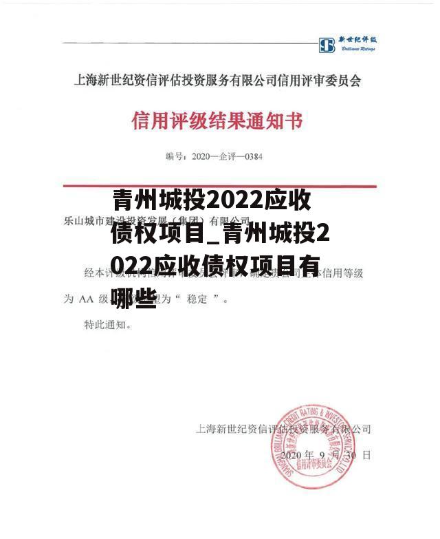 青州城投2022应收债权项目_青州城投2022应收债权项目有哪些