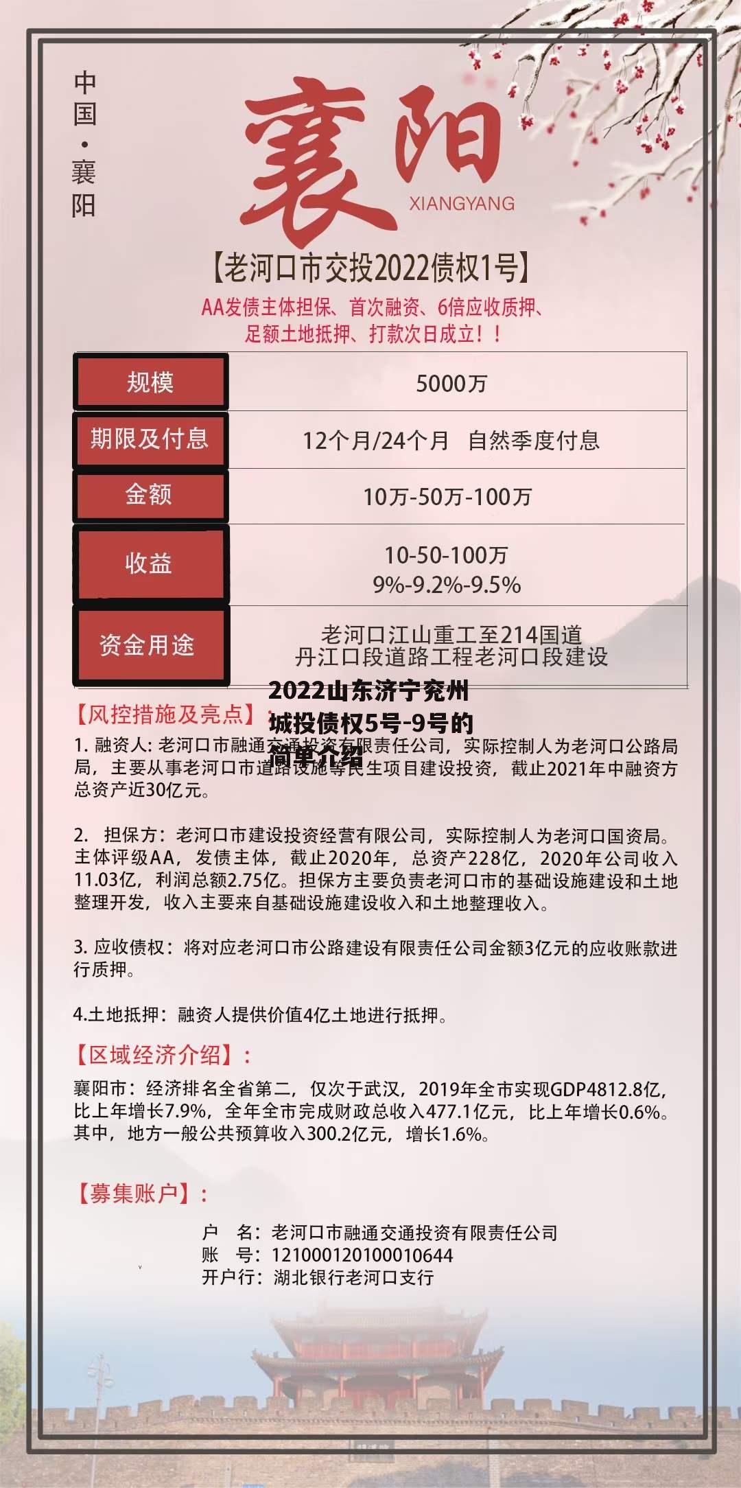 2022山东济宁兖州城投债权5号-9号的简单介绍