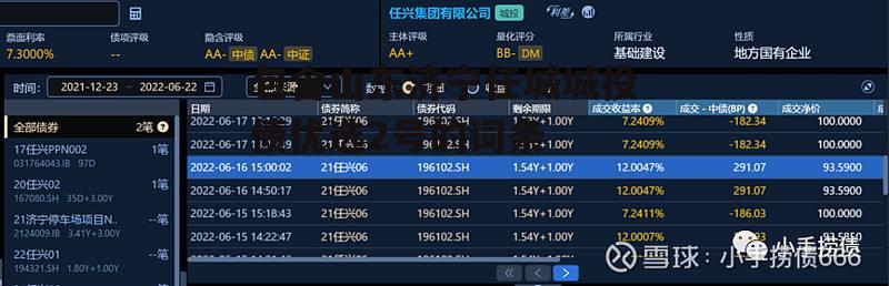 包含山东济宁任城城投债优选2号的词条