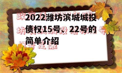 2022潍坊滨城城投债权15号、22号的简单介绍