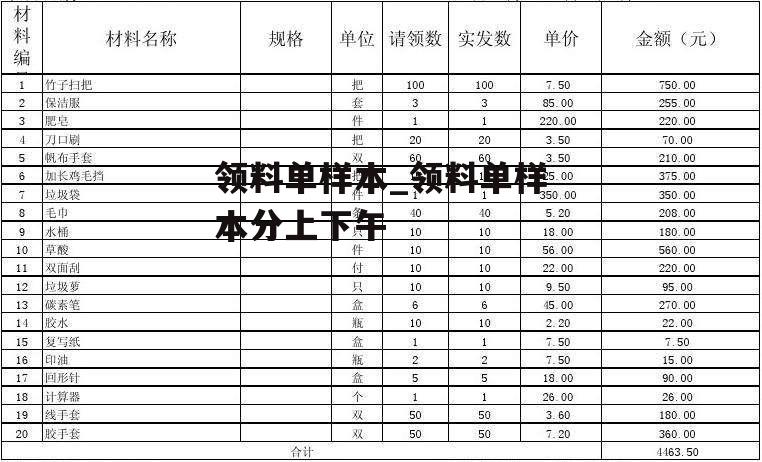 领料单样本_领料单样本分上下午