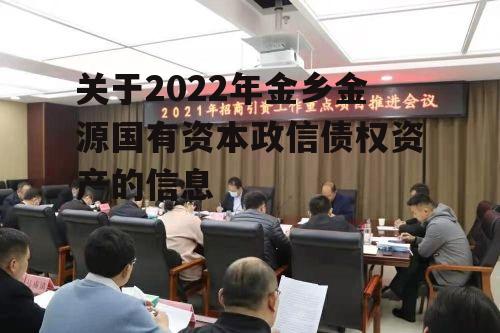 关于2022年金乡金源国有资本政信债权资产的信息