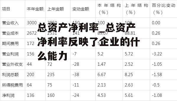总资产净利率_总资产净利率反映了企业的什么能力