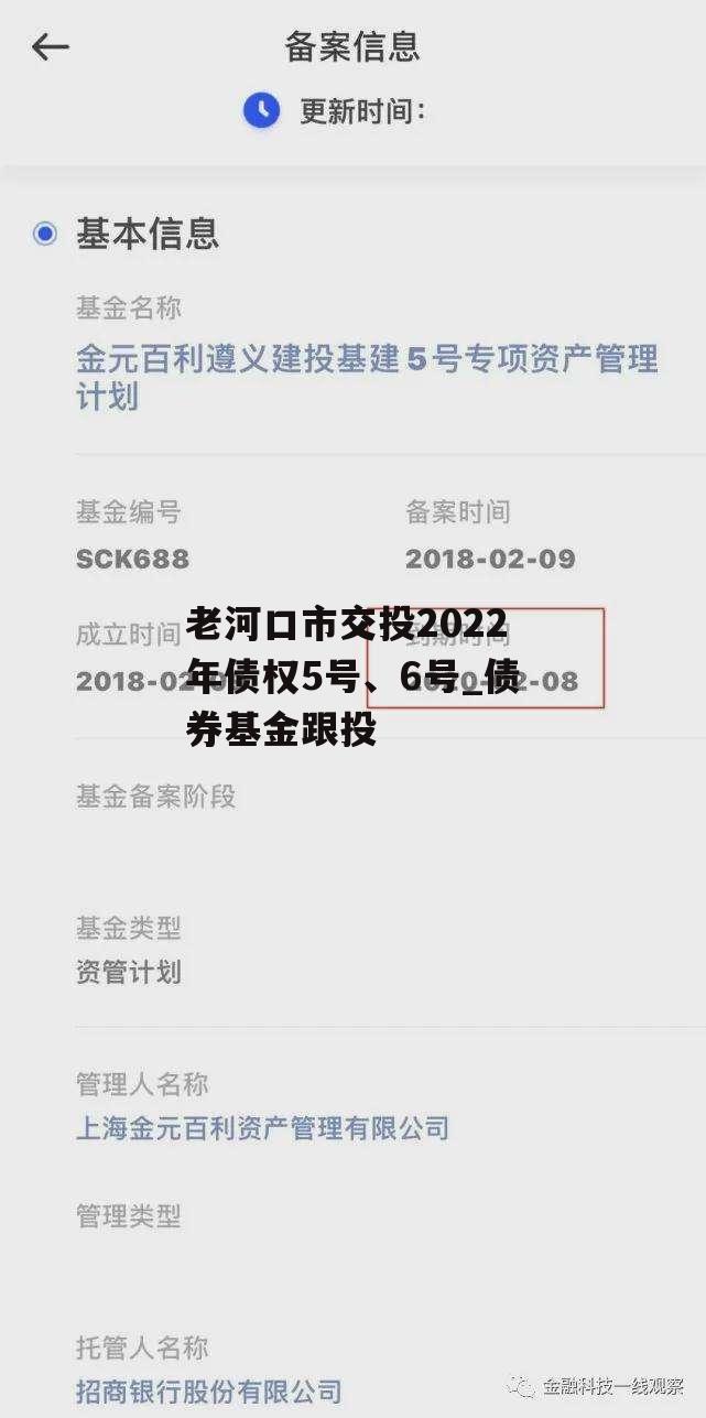 老河口市交投2022年债权5号、6号_债券基金跟投