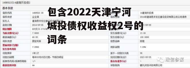 包含2022天津宁河城投债权收益权2号的词条