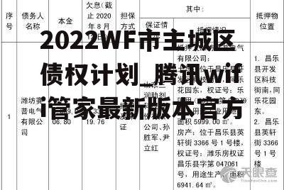 2022WF市主城区债权计划_腾讯wifi管家最新版本官方