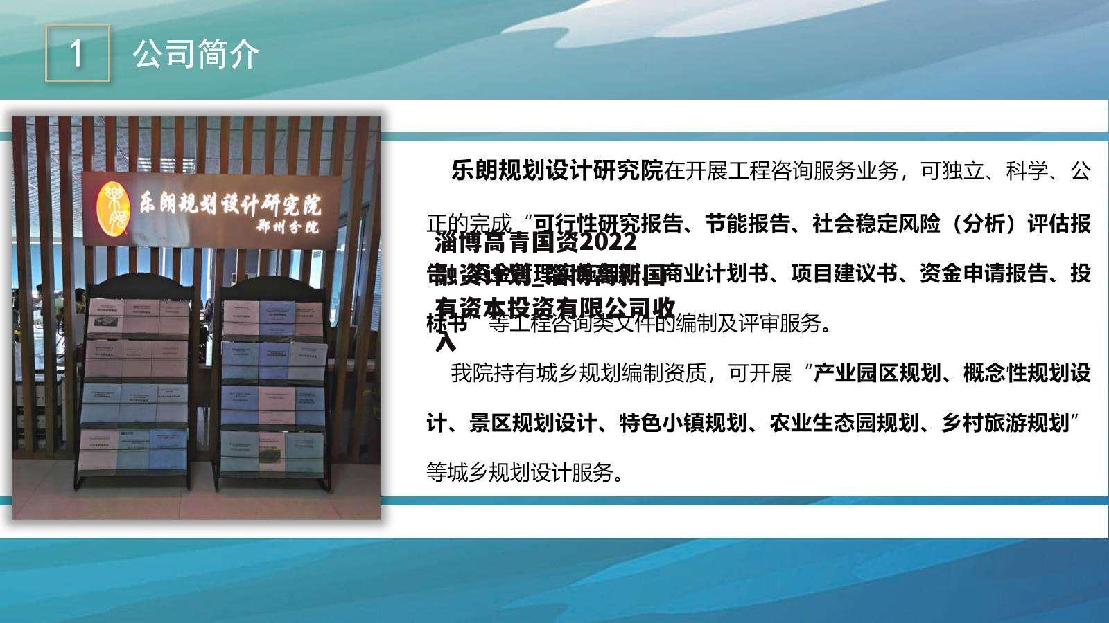 淄博高青国资2022融资计划_淄博高新国有资本投资有限公司收入