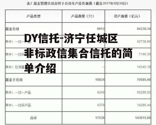 DY信托-济宁任城区非标政信集合信托的简单介绍