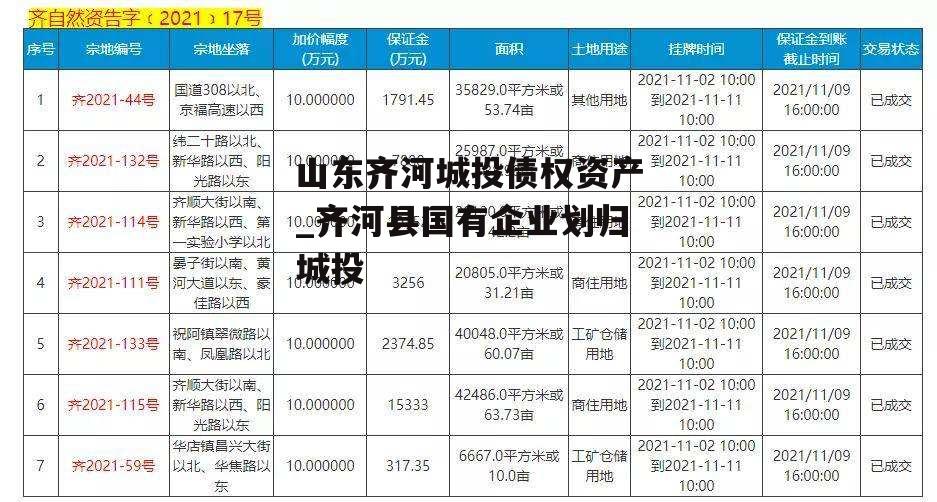 山东齐河城投债权资产_齐河县国有企业划归城投