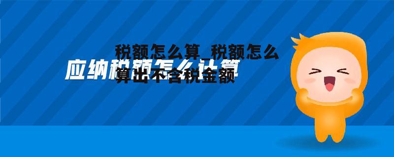 税额怎么算_税额怎么算出不含税金额