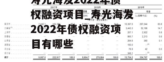 寿光海发2022年债权融资项目_寿光海发2022年债权融资项目有哪些