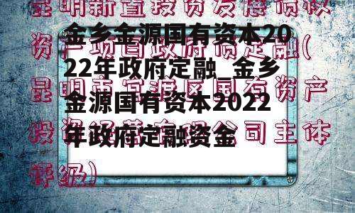 金乡金源国有资本2022年政府定融_金乡金源国有资本2022年政府定融资金