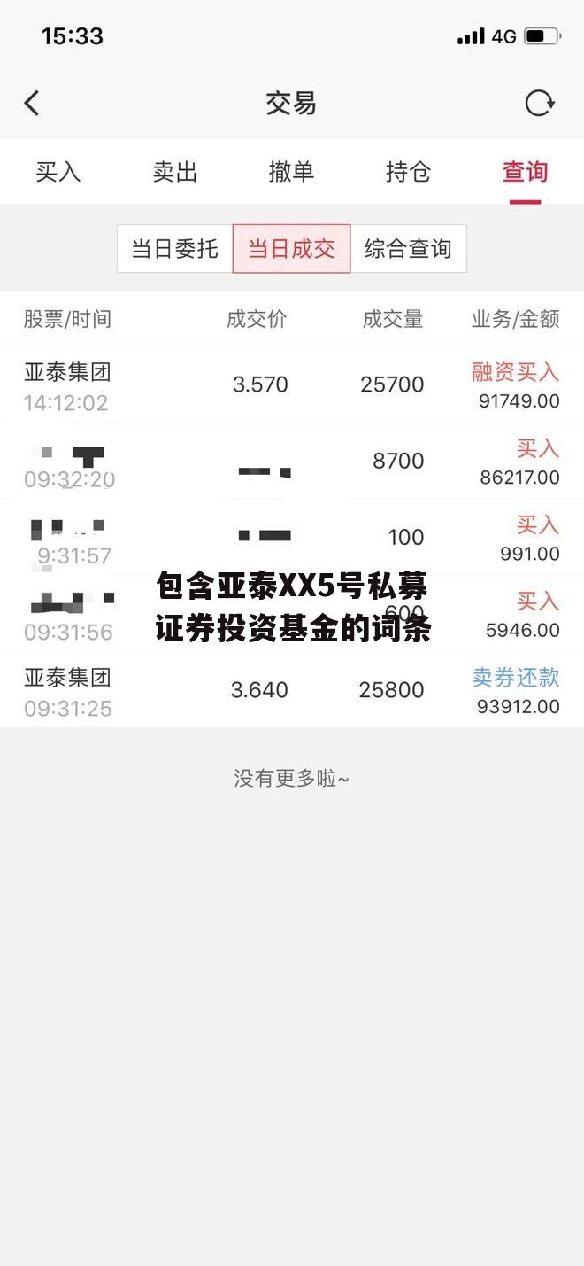 包含亚泰XX5号私募证券投资基金的词条