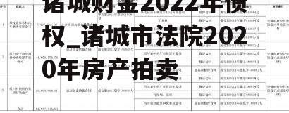 诸城财金2022年债权_诸城市法院2020年房产拍卖