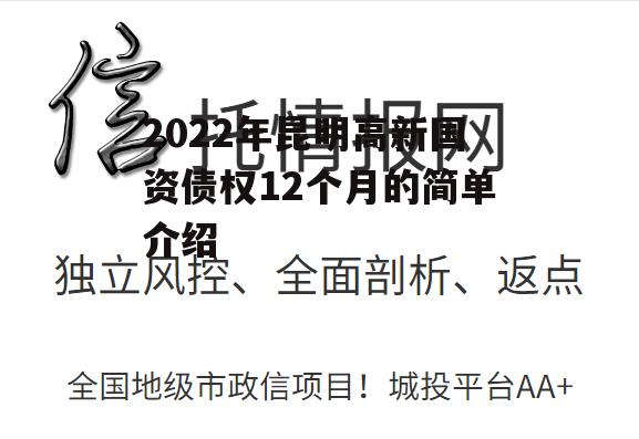 2022年昆明高新国资债权12个月的简单介绍