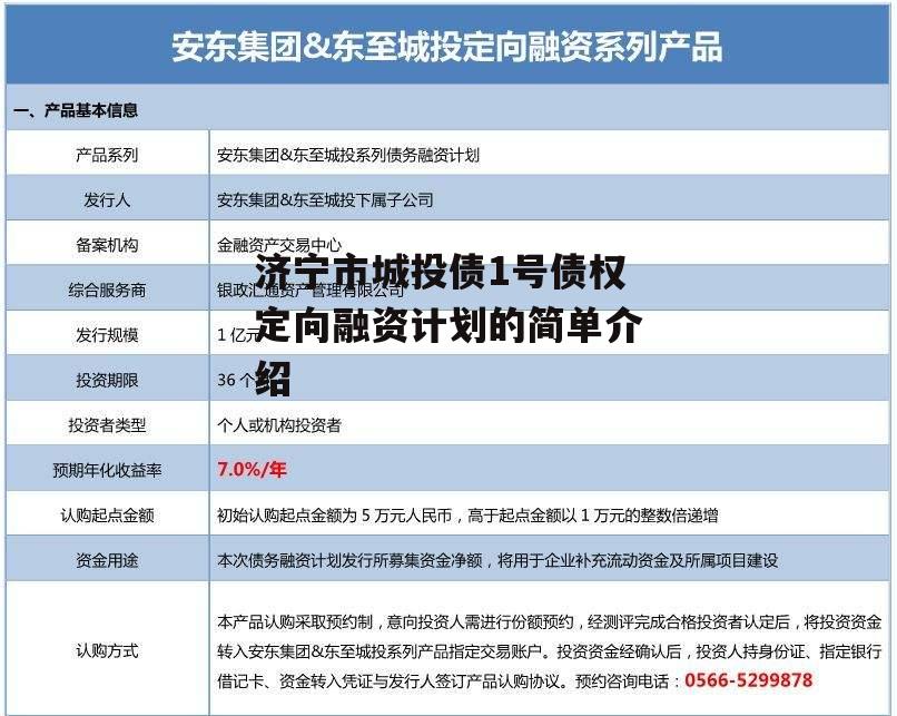 济宁市城投债1号债权定向融资计划的简单介绍