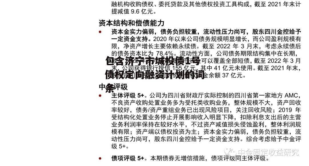 包含济宁市城投债1号债权定向融资计划的词条