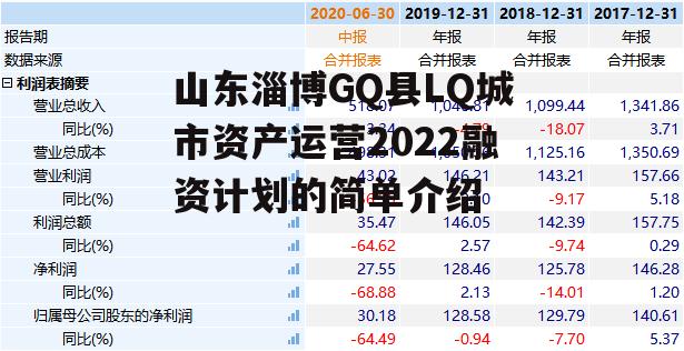 山东淄博GQ县LQ城市资产运营2022融资计划的简单介绍