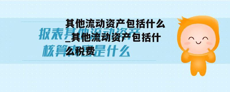 其他流动资产包括什么_其他流动资产包括什么税费