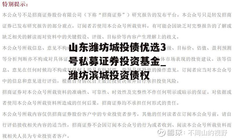 山东潍坊城投债优选3号私募证券投资基金_潍坊滨城投资债权