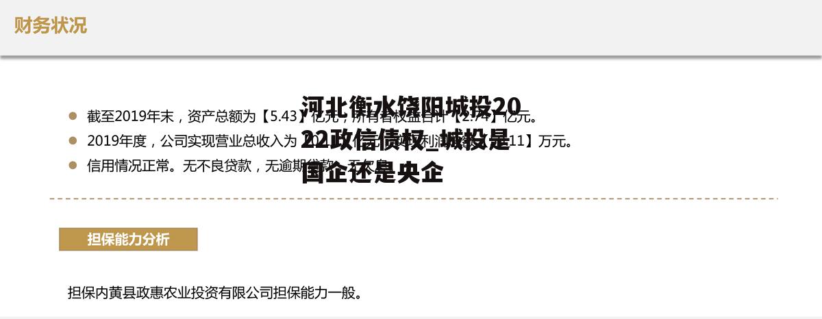 河北衡水饶阳城投2022政信债权_城投是国企还是央企