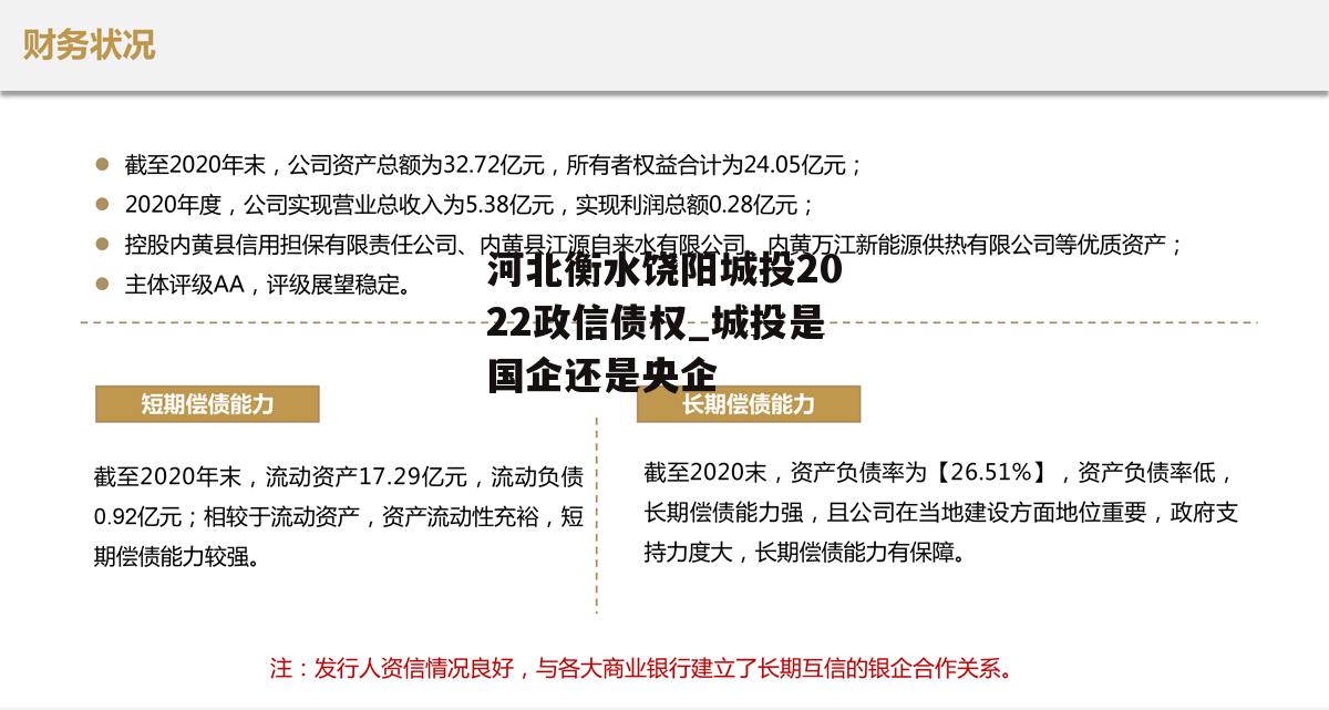 河北衡水饶阳城投2022政信债权_城投是国企还是央企