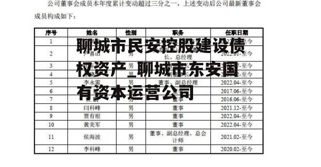 聊城市民安控股建设债权资产_聊城市东安国有资本运营公司