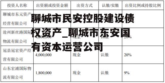 聊城市民安控股建设债权资产_聊城市东安国有资本运营公司