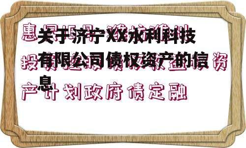 关于济宁XX水利科技有限公司债权资产的信息