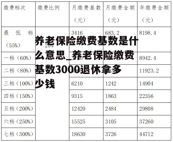 养老保险缴费基数是什么意思_养老保险缴费基数3000退休拿多少钱